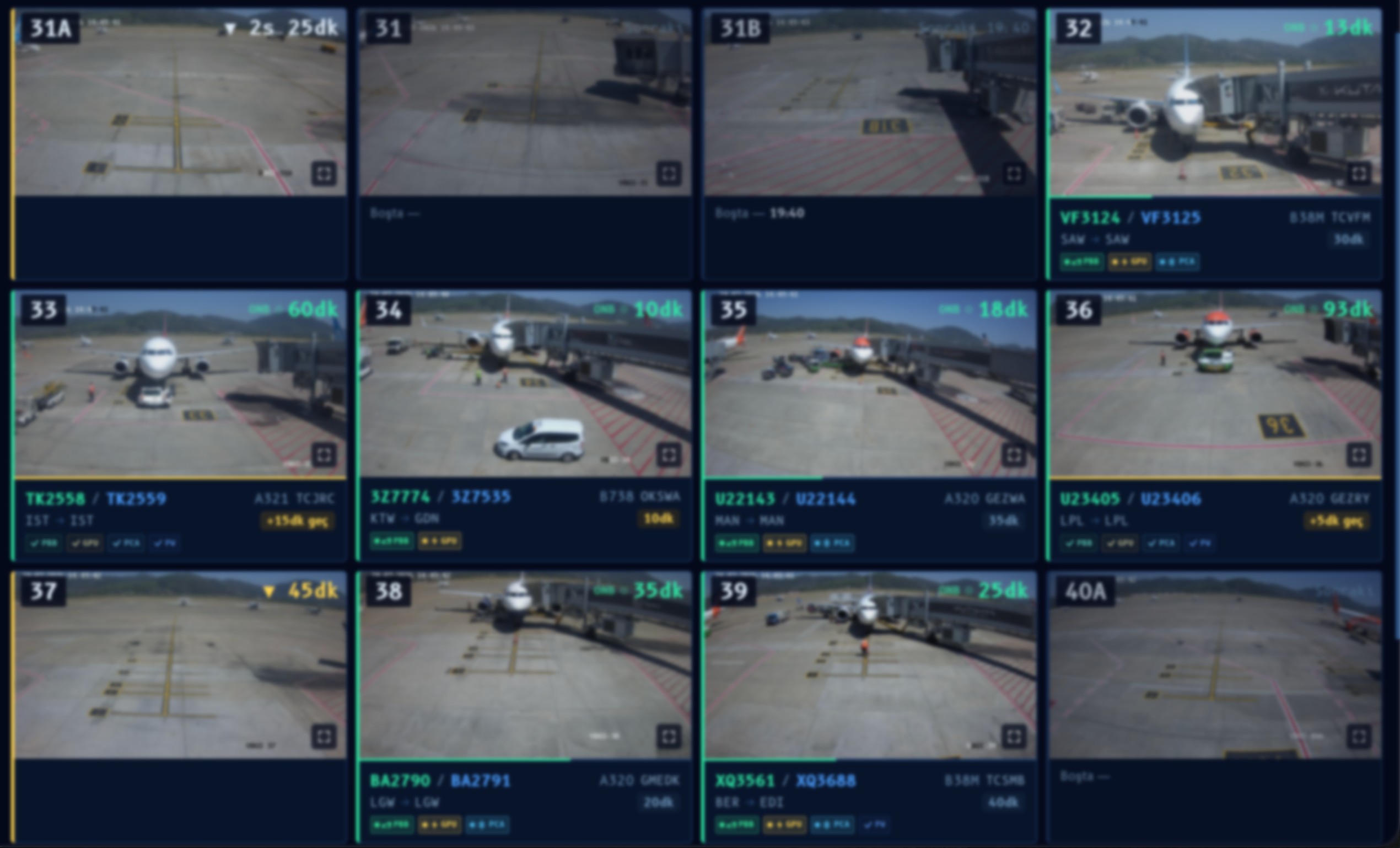 Screenshot of the Apronex live stand operations board